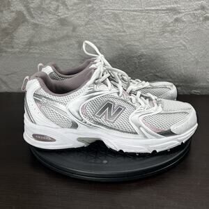 New Balance 530 Womens Size 9.5 'White Silver Ice Wine Pink' Lace Up Sneakers